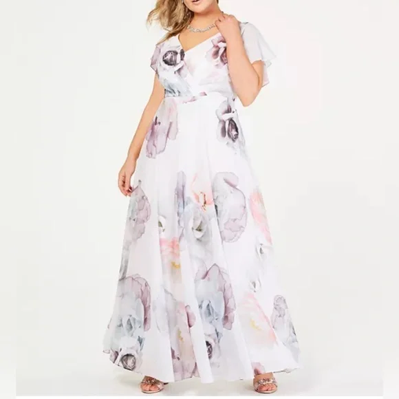 CITY CHIC Bella Rosa Ivory Maxi Dress Size 16 - Picture 1 of 11